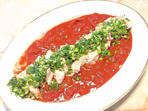 レンジで簡単!鶏むね肉のニラソースがけ♪